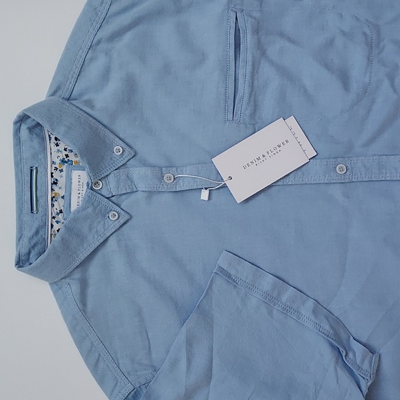 Denim & Flowers Short Sleeve Buttom Down Shirt - Picture 2 of 6